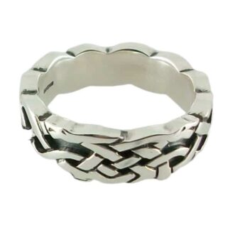 Silver Celtic Ring featuring an unusual interlace design.